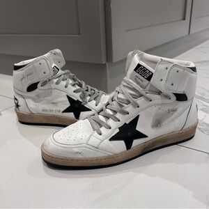 Authentic Golden Goose GGDB Ballstar hi top sneaker Black White Cream Size 45